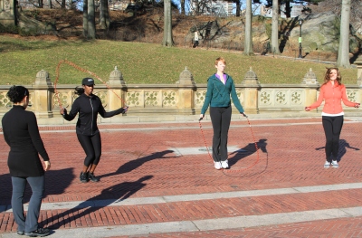 Group jumping rope in Central Park